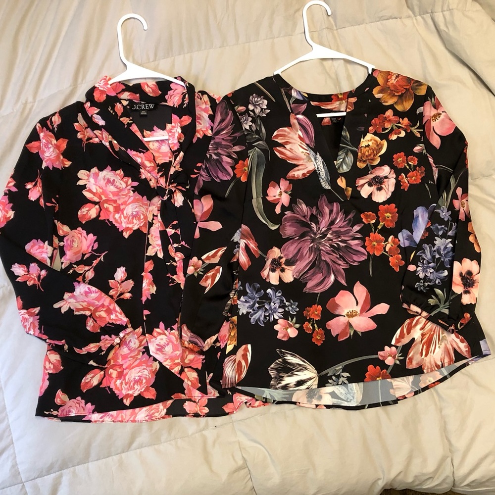 J Crew 2 Floral Blouse Bundle XXS